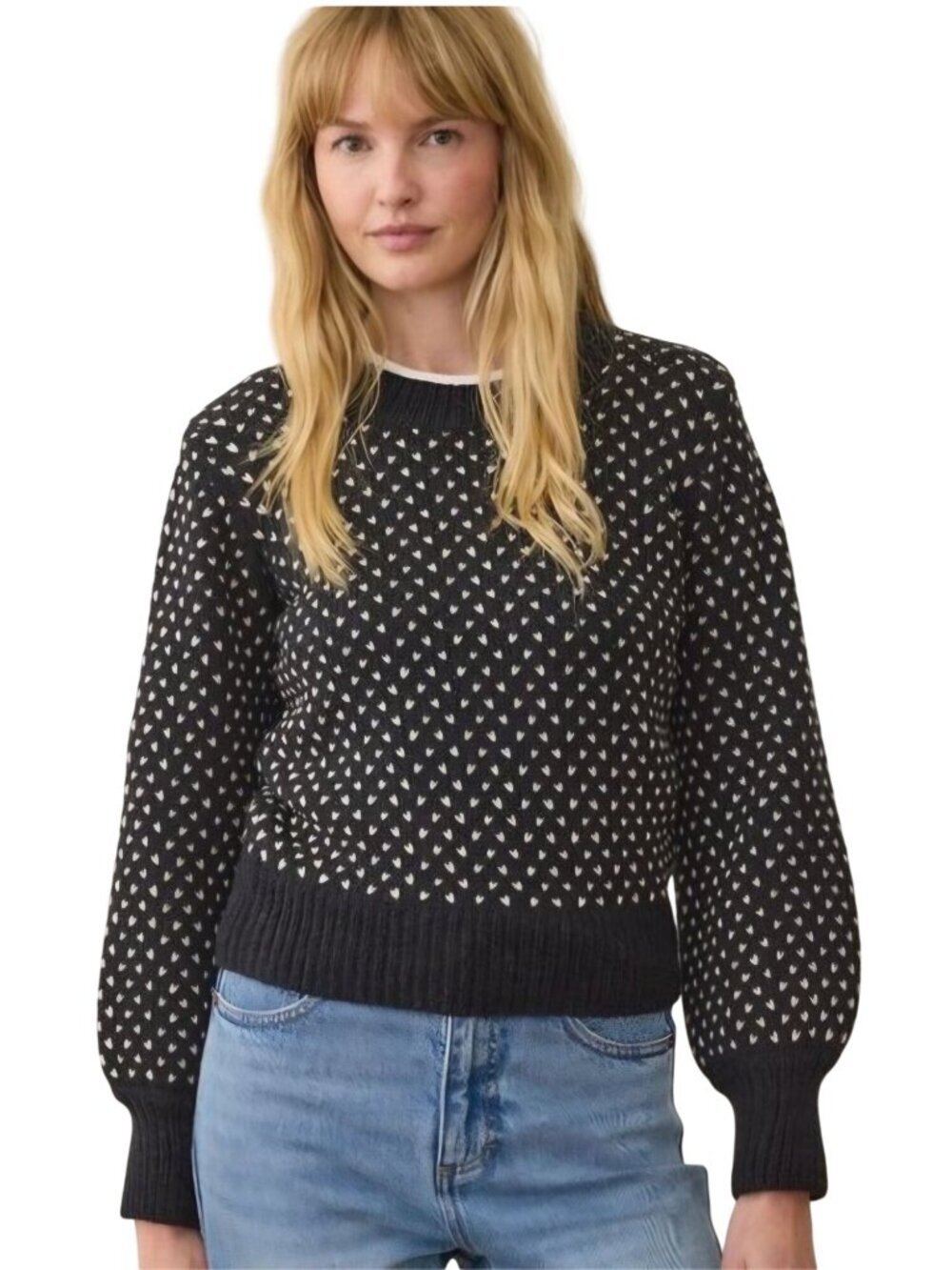 Marine Layer Alma Puff Sleeve Pullover Sweater Crewneck 2025 Alpaca Size XS